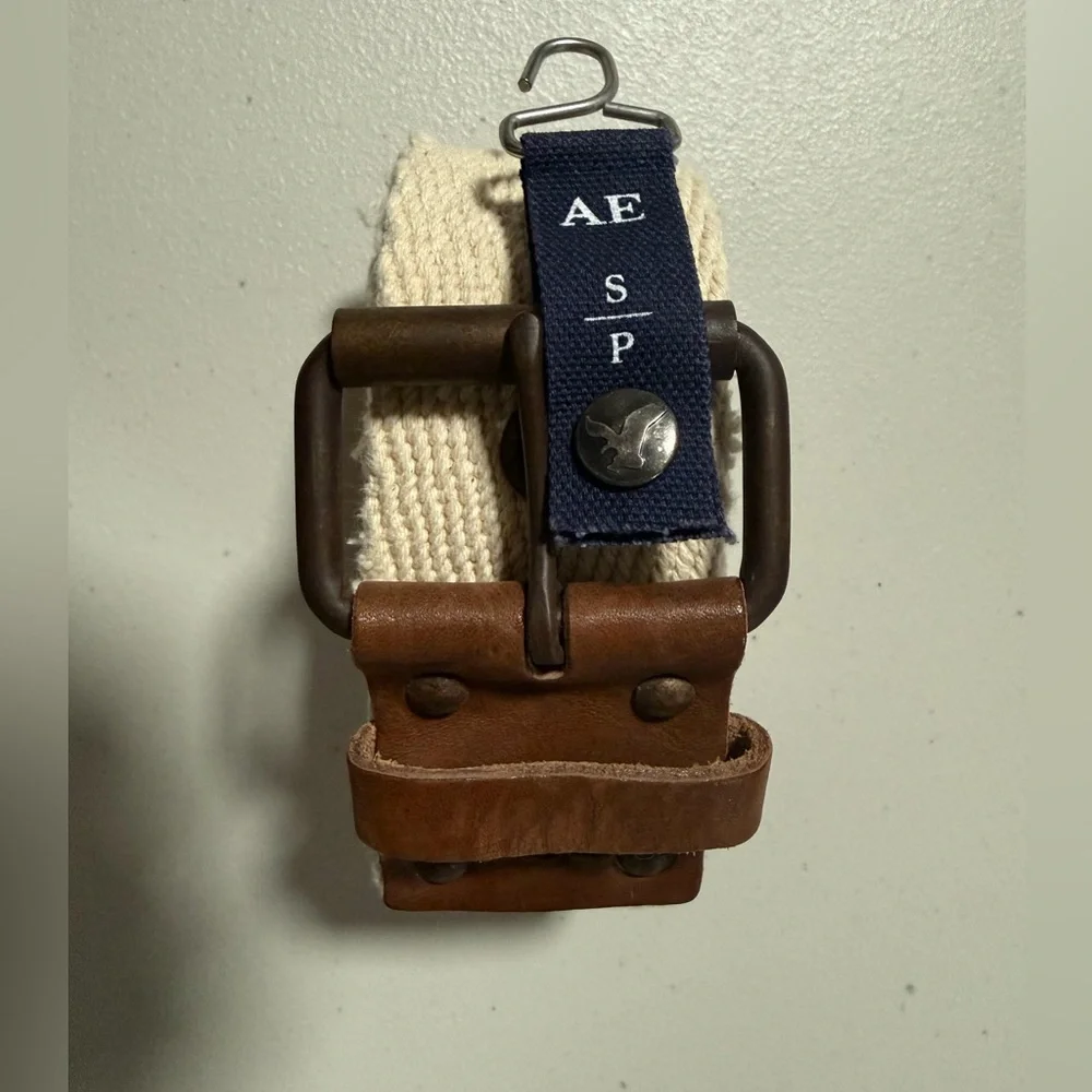 American Eagle Wide Canvas Grommet Belt Size Small Y2K Gorpcore Utility